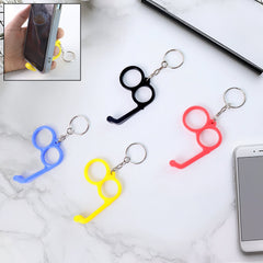 2-in-1 Plastic Dual-Finger Mobile Stand cum Keyring (1 Pc, Mixed Color)