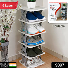 Smart 6-Layer Shoe Rack – Foldable, Collapsible & Heavy-Duty Plastic Stand for Home Entryway Storage Organizer (Mix Color)
