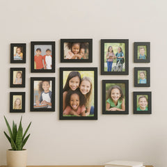 Premium Black Photo Frame Set 12 Pcs Wall Hanging Gallery Frames