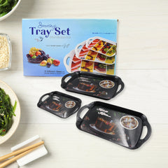 Serving Tray Set (Pack of 3 Pcs) (Small, Medium, Large) (Multicolour)