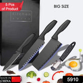 5-Piece Stainless Steel Kitchen Knife Set – Chef, Chopping, Utility, Butcher Knives