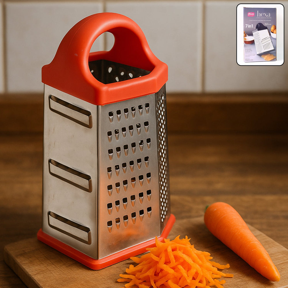 Supermom 7-in-1 Heavy Duty Stainless Steel Box Grater with Ergonomic Handle (1 Pc)