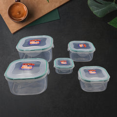 Kitchen Storage Containers Set – Fridge Storage, Plastic Organizer, Snap-Seal Lunch Box (5 Pcs Set)