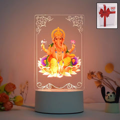 Beautiful 3D Lord Ganesh Frame with soft white light, Ganesh Ganesha (1 Pc)