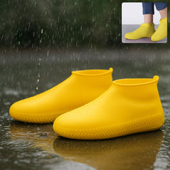 Yellow Non-Slip Silicone Rain Reusable Anti skid Waterproof Fordable Boot Shoe Cover (1 Pair )