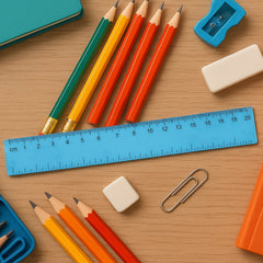 4-Piece Transparent Geometry Instrument Set with Ruler