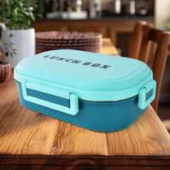 3 in 1 Spicy Bite Stainless Steel Lunch Box With Plastic Small Box & Spoon (1 Set)