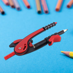 2 Pc Geometry Set – Built-in Pencil Grip + Transparent Plastic Protractor – School Geometry Tools Kit