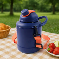 Adventure Ready: Premium Insulated Sports Water Bottle with Shoulder Strap - Hot & Cold Hydration