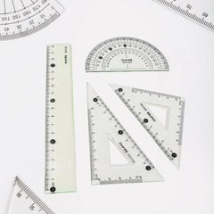 4-Piece Geometry Set, Triangle Ruler Protractor Straight Ruler