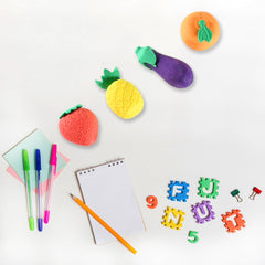 Mini Cute Veg & Fruit Erasers – 3D Colorful Eraser Set for Kids (4 Pc)