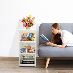 4-Layer Stackable Foldable Storage Organizer Cart for Kitchen, Closet, Bedroom & Bathroom