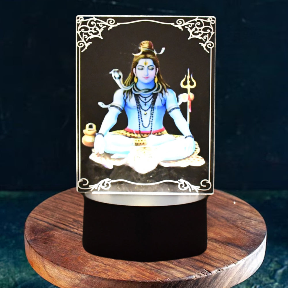 Beautiful 3D Lord Shiva Frame with Soft White Light (1 Pc)