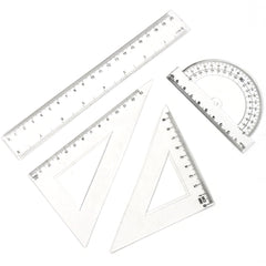 Plastic Geometry Set, Triangle Ruler Protractor Straight Ruler (4 Pcs Set)