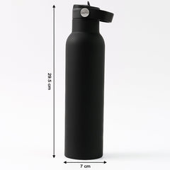 KikiKart 1000ml Matte Black Stainless Steel Water Bottle with Built-in Straw & Carry Strap