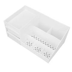KikiKart Deluxe 9-Compartment White Desktop Cosmetic & Makeup Organizer
