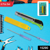 Heavy Duty Working Cutter Knife with replacement blade, 2 Screwdriver Hand Tool (4 Pc Set)