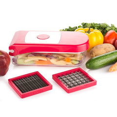 Ganesh Plastic Chopper Vegetable and Fruit Cutter, Red