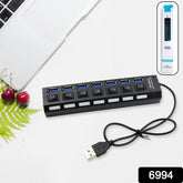 USB Splitter Multi Port USB 2.0 Hub, 7 Port with Independent On/Off Switch and LED Indicators USB A Port Data Hub, Suitable for PC Computer Keyboard Laptop Mobile HDD, Flash Drive Etc