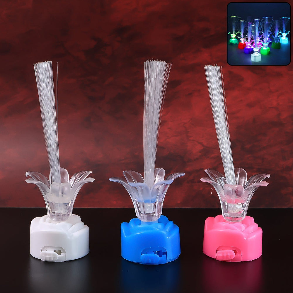 Multi-Color LED Fiber Optic Flower Night Lamps (Mix Color / 3 Pc)