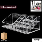 16 Compartment Cosmetic Makeup Jewellery Lipstick Storage Organiser Box, Cosmetic Storage Box Make-up Lipstick Organizer / Lipstick Holder Case Transparent