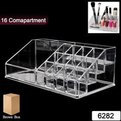16 Compartment Cosmetic Makeup Jewellery Lipstick Storage Organiser Box, Cosmetic Storage Box Make-up Lipstick Organizer / Lipstick Holder Case Transparent