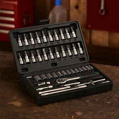 46pcs Metal 1 / 4"" Socket Set (Black, 46pcs)