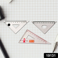 Transparent Plastic Set Square Ruler Kit (3 Pc)
