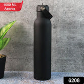 KikiKart 1000ml Matte Black Stainless Steel Water Bottle with Built-in Straw & Carry Strap