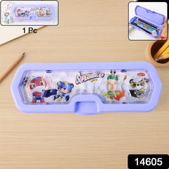 Superheroes Adventures Hard Case Pencil Box with Built-in Maze Game