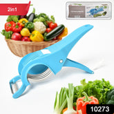 2 in 1 Vegetable & Fruit Multi Cutter 5 Blade Vegetable Cutter with Peeler (1 Pc / Multicolor)