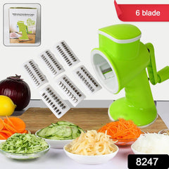 6 in 1 Multi functional Vegetable Cutter & Slicer Hand Machine Cutting, Slice, Cut Thick, Cut Silk All in one βVegetable Chopper Cutter & Slicing Cutter Barrel - Vegetable Grater with 6 Removable Blades