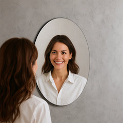 Elegant Oval Frameless Wall Mirror for Home & Office Decor (6 Pc)