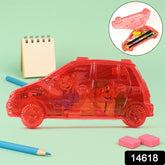 KikiKart Fun Wheels Transparent Car-Shaped School Pencil Box for Kids