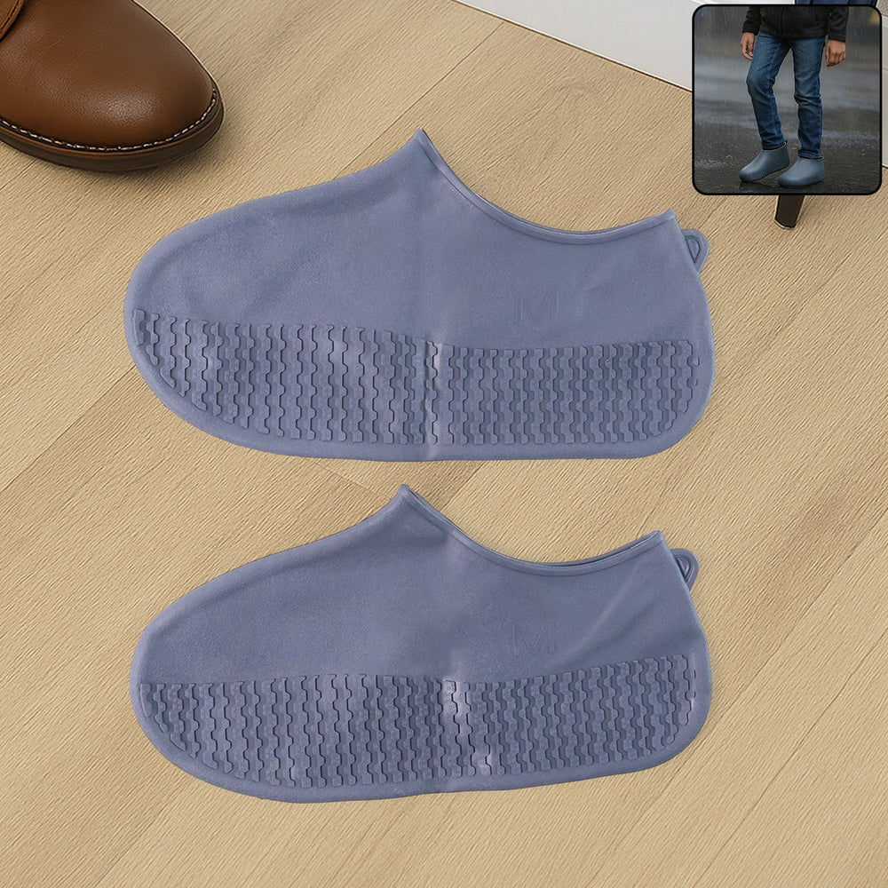 Grey Non-Slip Silicone Rain Reusable Anti skid Waterproof Fordable Boot Shoe Cover (1 Pair )