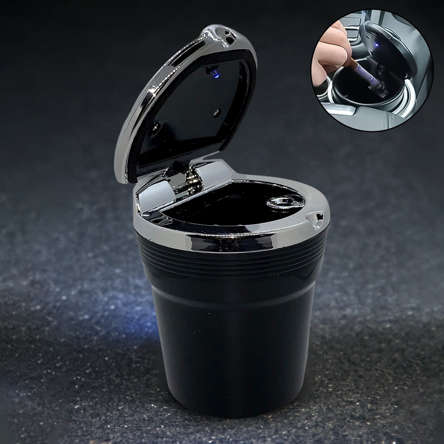 Premium LED Illuminated Portable Car Ashtray with Lid (1 Pc)