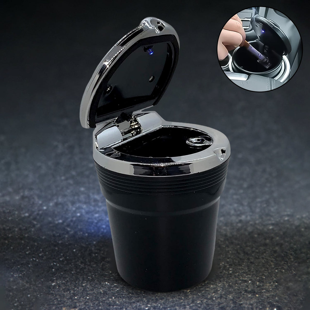 Premium LED Illuminated Portable Car Ashtray with Lid (1 Pc)