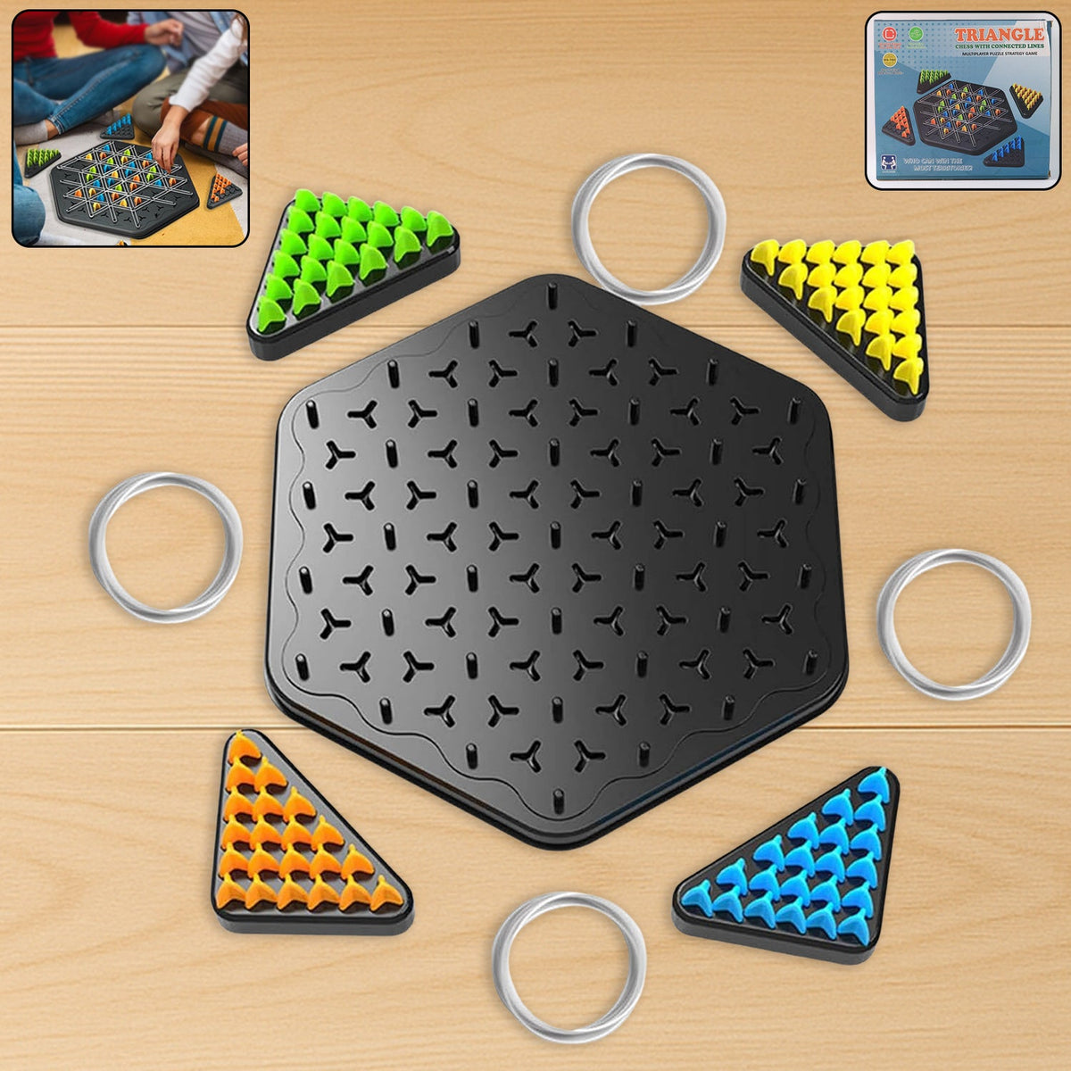 Strategic Triangle Color Matching Puzzle Board Game for Kids & Family