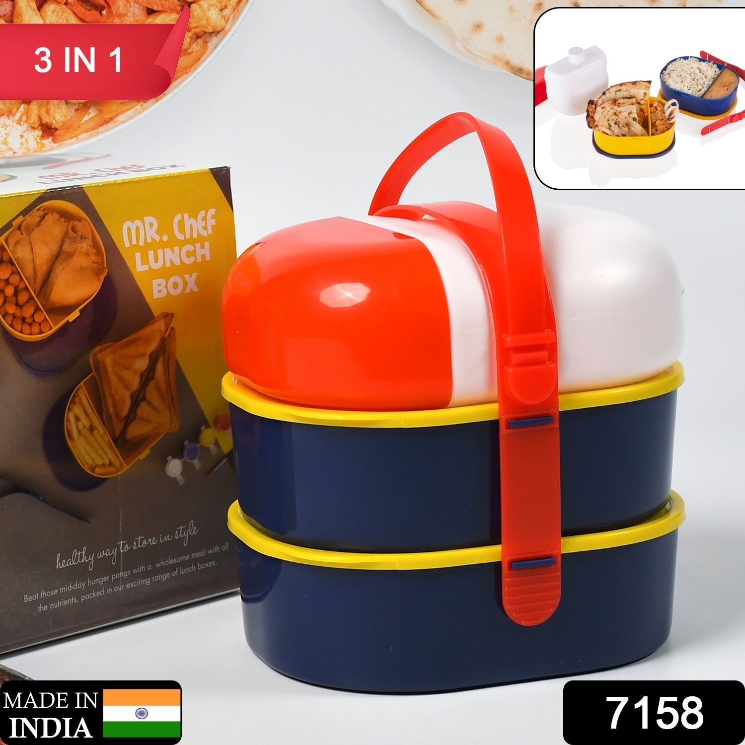 Mr. Chef Smart Lunch Box Capsule shape strap-on lunch box with water bottle and handle