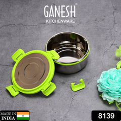 Ganesh Solo round 400 Stainless Steel Leak proof airtight Lunch Pack for Office & School Use