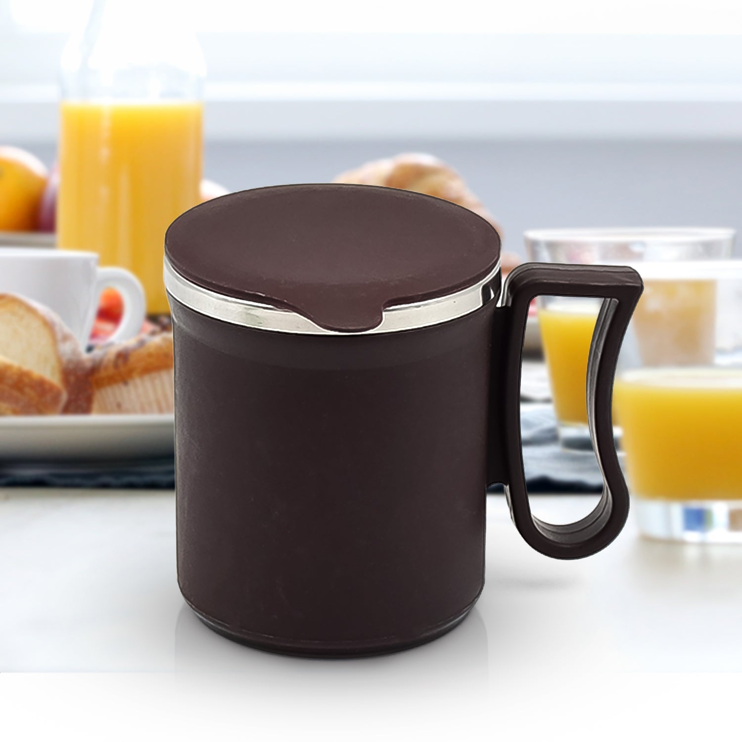 Customize Coffee Mug with Lid and Handle-Plastic Covered Stainless Steel Mug (Random Color, Approx 200 ML)