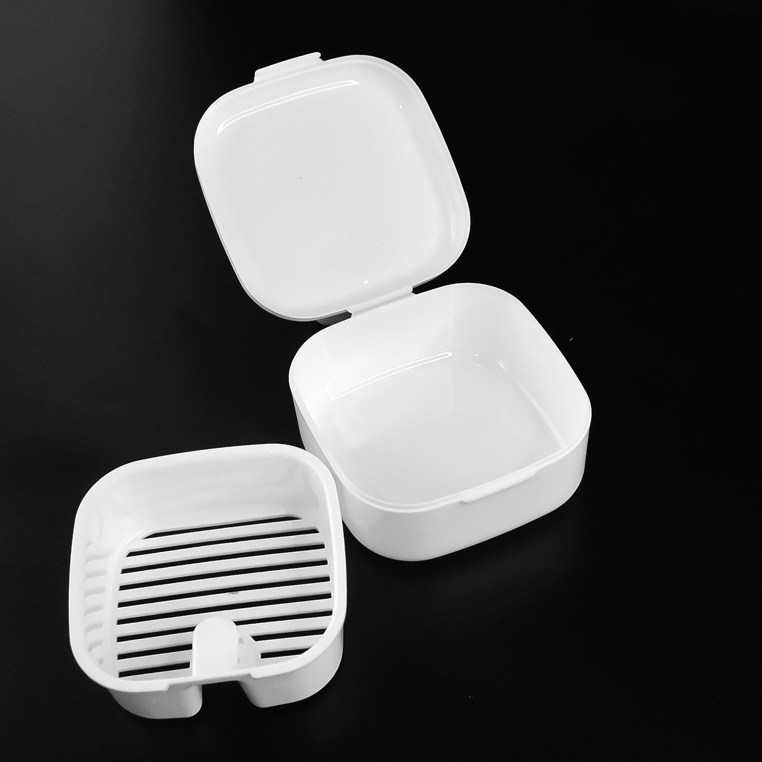 Versatile Multi-Purpose Travel Storage Box with Draining Tray – Perfect for Soap, Sponges, Jewelry & Dentures