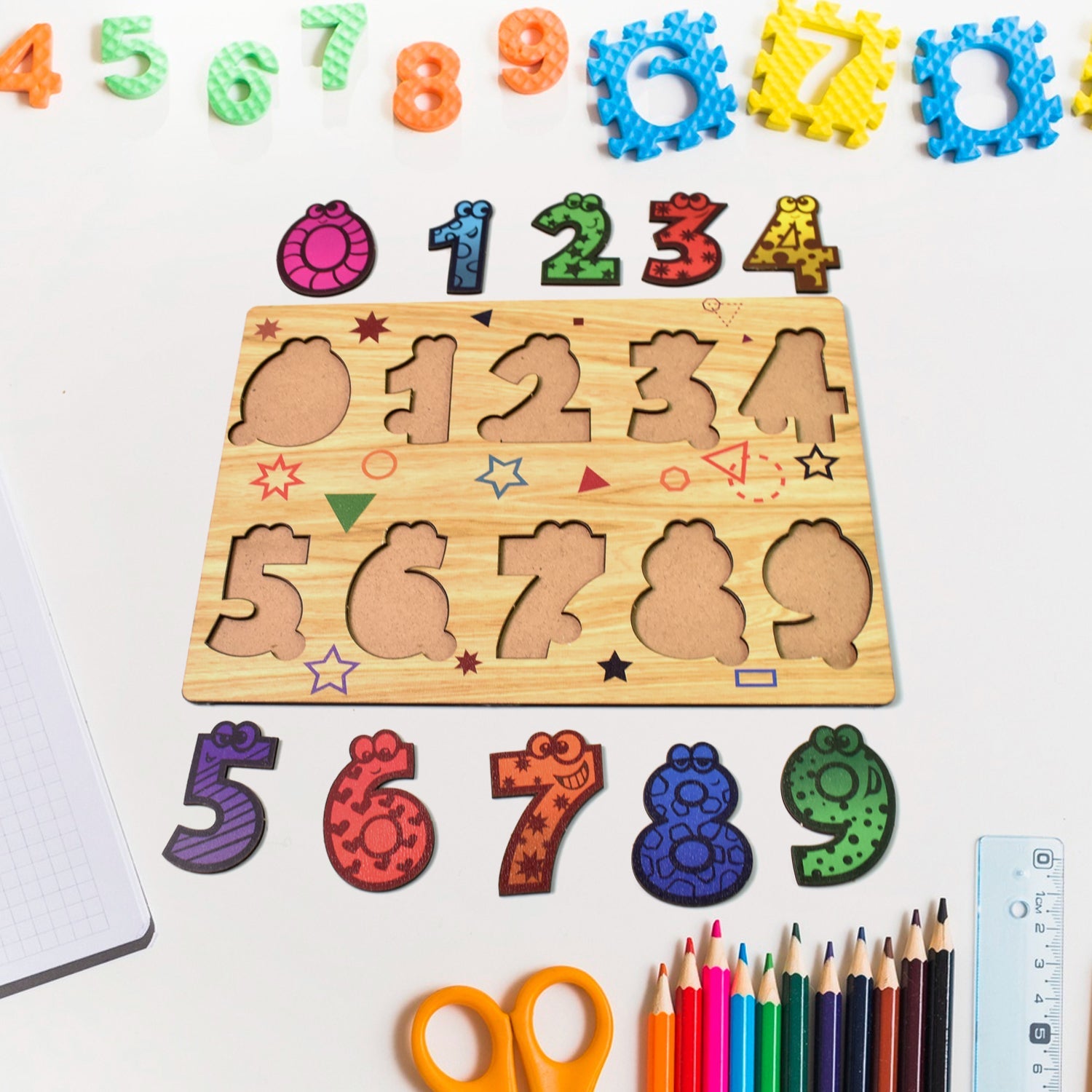 Wooden Number Puzzle Learning Educational Board (1 Set / 28?0 Cm)