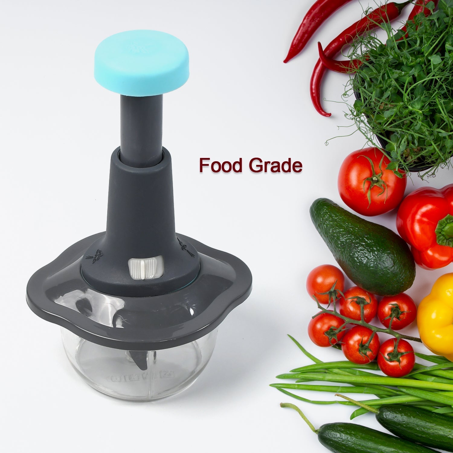 Push Chopper Manual Food Chopper and Hand Push Vegetable Chopper, Cutter, Mixer Set for Kitchen with 3 Stainless Steel Blade