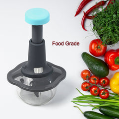 Push Chopper Manual Food Chopper and Hand Push Vegetable Chopper, Cutter, Mixer Set for Kitchen with 3 Stainless Steel Blade