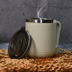 Customize Ganesh Premium Stainless Steel Coffee Mug with heat resistant mug lid. Approx 400Ml mug.