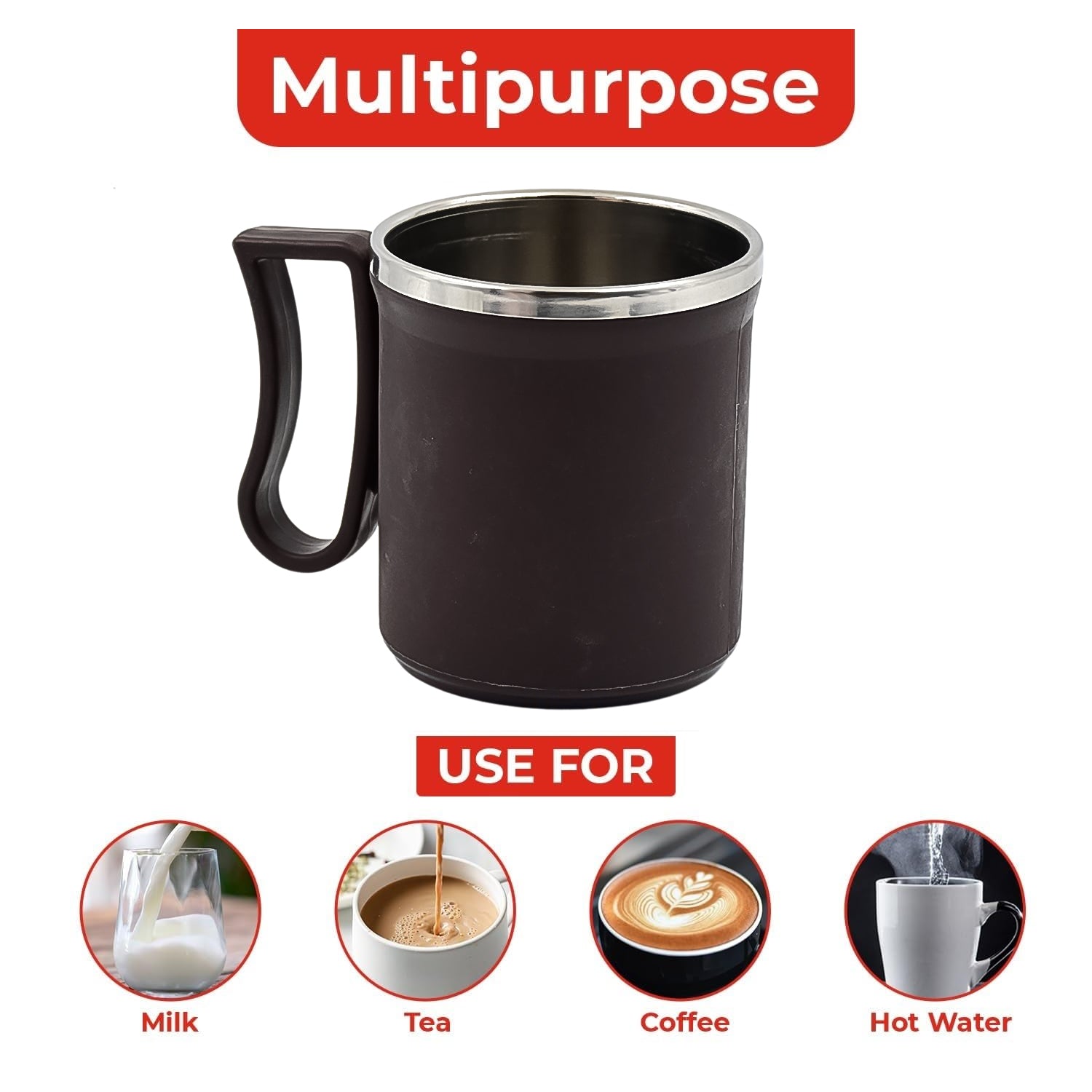 Customize Coffee Mug with Lid and Handle-Plastic Covered Stainless Steel Mug (Random Color, Approx 200 ML)