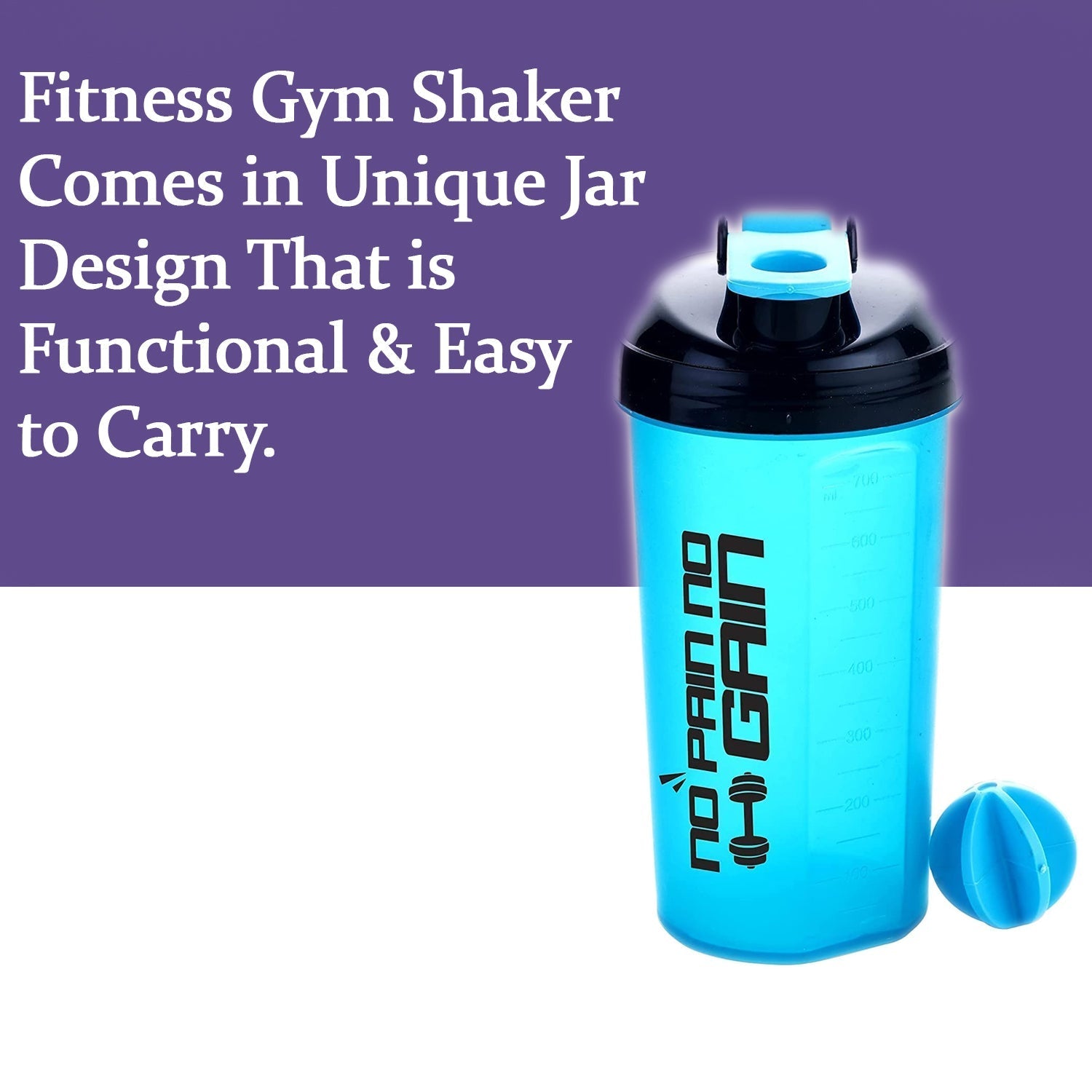 700ml Protein Shaker Bottle with Powder Storage 3-Compartment Gym Shake
