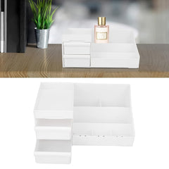 KikiKart Deluxe 9-Compartment White Desktop Cosmetic & Makeup Organizer