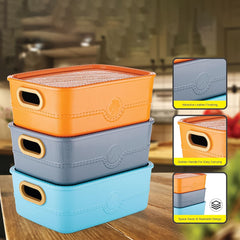 3-Piece Plastic Multipurpose Storage Basket Bin Set with Handle (3 Pcs Set)